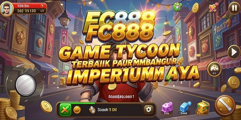 Screenshot gameplay FC888 dengan grafis menarik dan manajemen bisnis yang mendalam.
