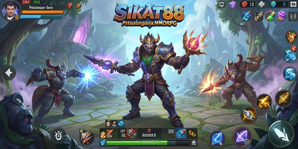 Tangkapan layar utama gameplay SIKAT88 menampilkan pertarungan seru di dunia MMORPG.